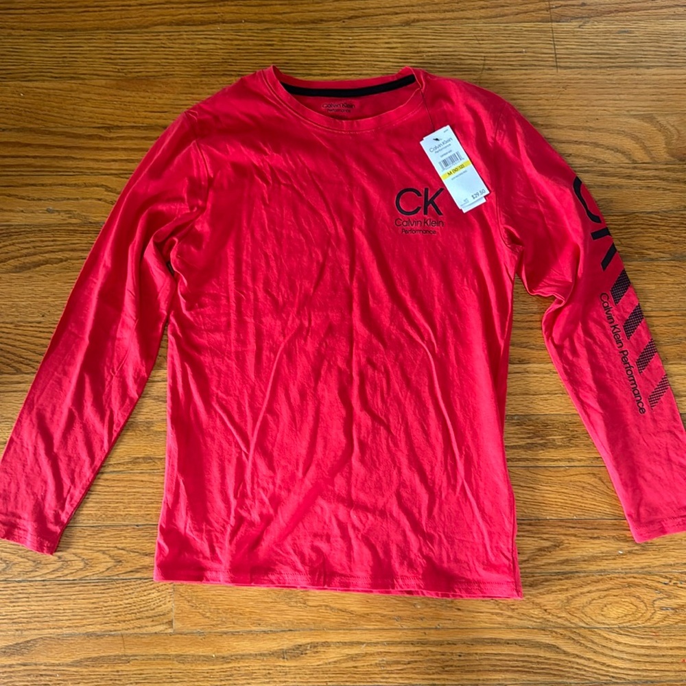 Boy calvin klein red black long sleeve top 10/12